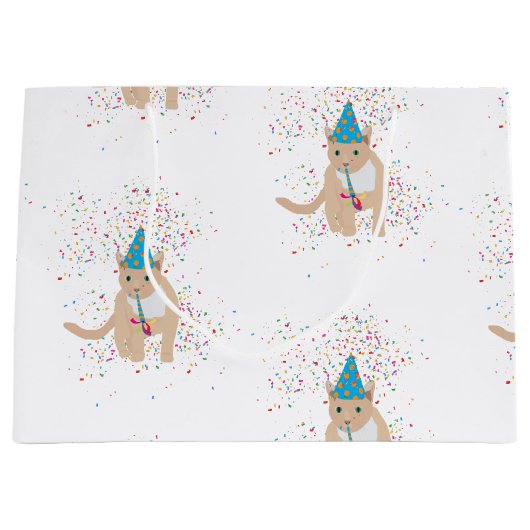 Funny Cat Animals mit Party Große Geschenktüte (Vorderseite)