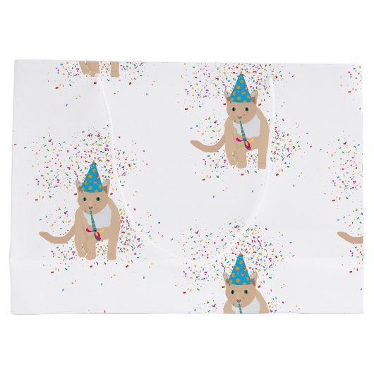 Funny Cat Animals mit Party Große Geschenktüte (Rückseite)