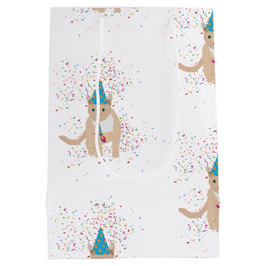 Funny Cat Animals mit Party Mittlere Geschenktüte (Rückseite)
