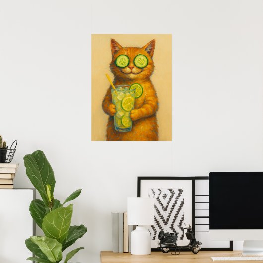 Funny Cat art, Funny Relaxing Cat Poster (Heimbüro)