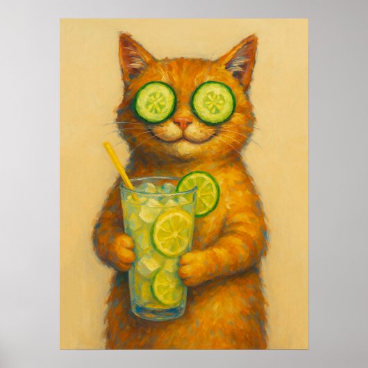 Funny Cat art, Funny Relaxing Cat Poster (Vorne)