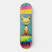 Funny Cat Art individuelle Name Skateboard Deck (Vorderseite)