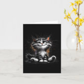 Funny Cat Art Print Karte (Gelbe Blume)