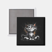 Funny Cat Art Print Magnet (Vorderseite/Rückseite)