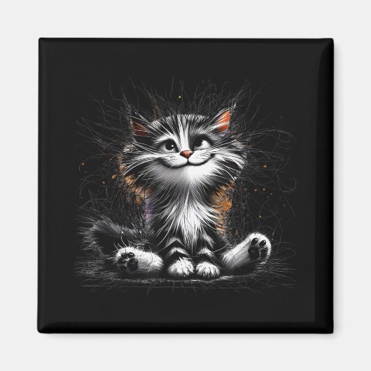 Funny Cat Art Print Magnet (Vorne)