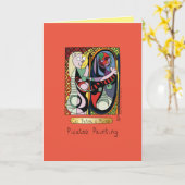 Funny Cat Artist Karte (Gelbe Blume)