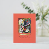 Funny Cat Artist Postkarte (Stehend Vorderseite)