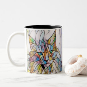 Funny Cat Artwork Zweifarbige Tasse