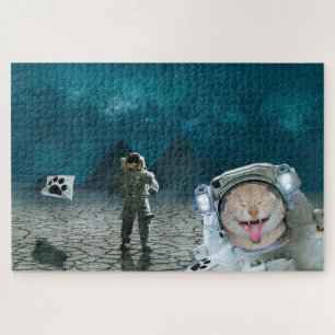 Funny Cat Astronaut im Weltraum Puzzle