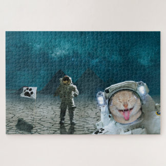Funny Cat Astronaut im Weltraum Puzzle