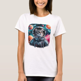 Funny Cat Astronaut im Weltraum T-Shirt
