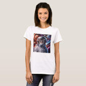 Funny Cat Astronaut im Weltraum T-Shirt (Vorne ganz)