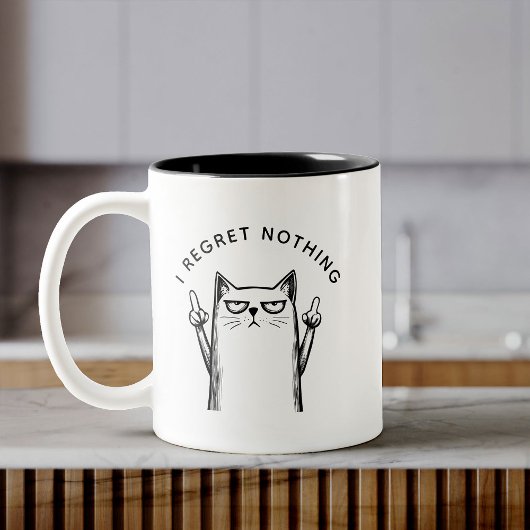 Funny Cat Attitude Sarcastic Spaß Trendrate Zitat Zweifarbige Tasse