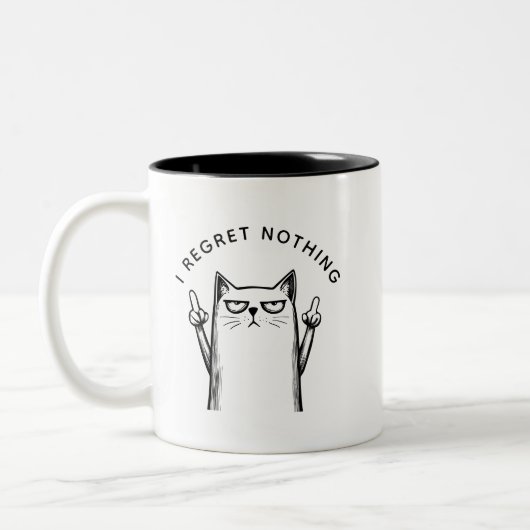 Funny Cat Attitude Sarcastic Spaß Trendrate Zitat Zweifarbige Tasse (Links)