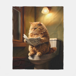 Funny Cat auf der Toilette | Quirky Bathroom Spaß Fleecedecke
