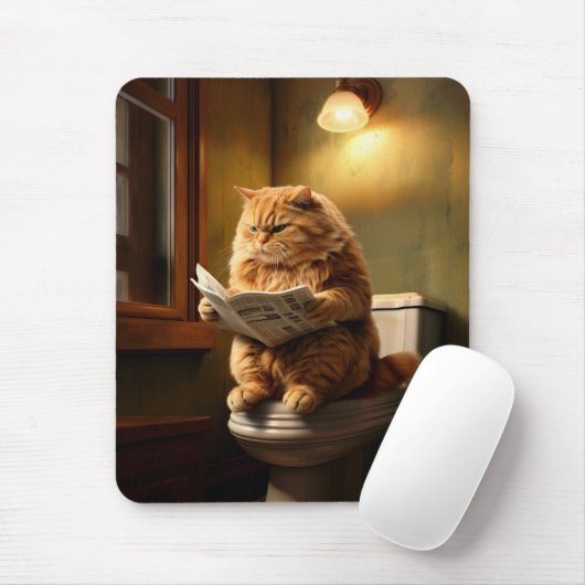 Funny Cat auf der Toilette | Quirky Bathroom Spaß Mousepad (Mit Mouse)