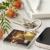 Funny Cat auf der Toilette | Quirky Bathroom Spaß Schlüsselanhänger (Vorderseite rechts)