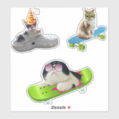 Funny Cat auf Skateboard Aufkleber (Blatt)