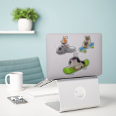 Funny Cat auf Skateboard Aufkleber (Laptop auf Schreibtisch)