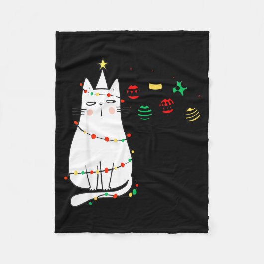 Funny Cat Ball Buster Christmas Humor Fleecedecke (Vorderseite)