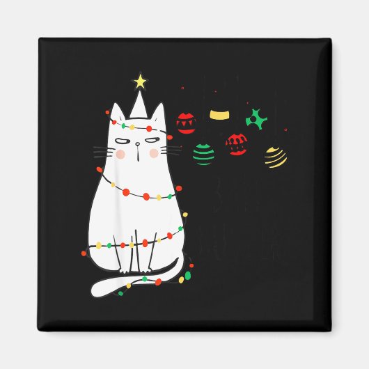 Funny Cat Ball Buster Christmas Humor Magnet (Vorne)