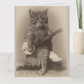 FUNNY CAT BANJO BIRTHDAY CARD DANKESKARTE (Vorderseite)