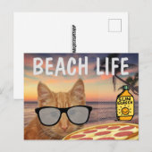 FUNNY CAT BEACH LIFE POSTCARD POSTKARTE (Vorne/Hinten)