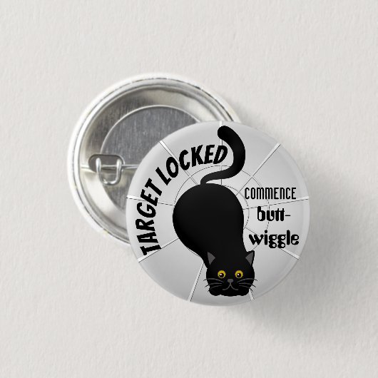 Funny Cat bereit zum Pointieren Button (Vorne & Hinten)