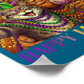 Funny Cat Bigfoot Selfie Mardi Gras Carnival Party Poster (Ecke)