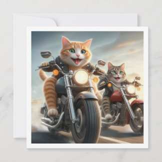 Funny Cat Bikes, Katzen auf Motorrädern Geburtstag Einladung