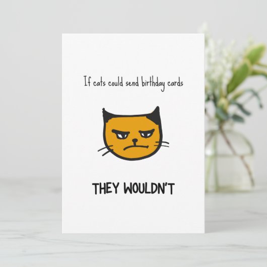 Funny Cat Birthday Card (Stehend Vorderseite)