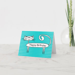Funny Cat Birthday Card Aquamarin Karte