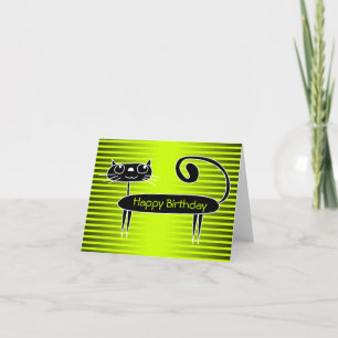 Funny Cat Birthday Card Green Karte