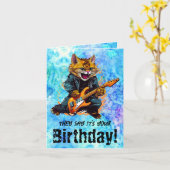 Funny Cat Birthday Gitarre geklappte Grußkarte Karte (Gelbe Blume)