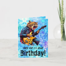 Funny Cat Birthday Rock Faltenkarte