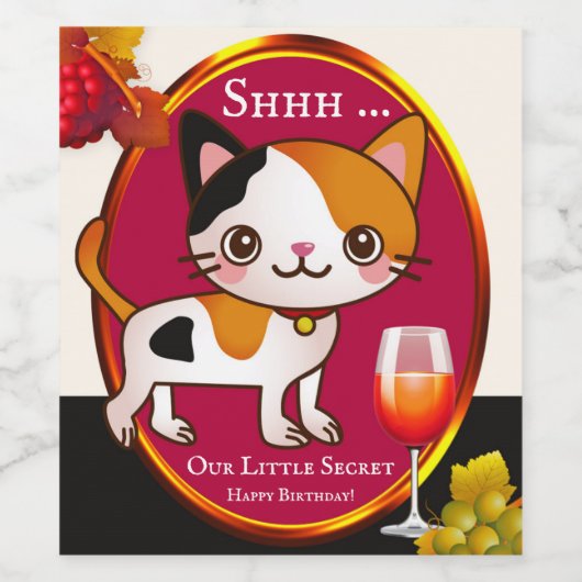 Funny Cat Birthday Wine Label Weinetikett (Einzelnes Label)