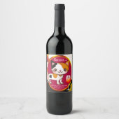 Funny Cat Birthday Wine Label Weinetikett (Vorderseite)