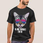 Funny Cat Bisexual Pride No One Knows I'm Bi T-Shirt (Vorderseite)