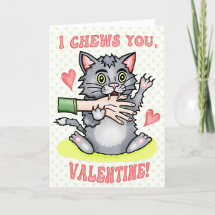 Funny Cat Biting Hand ich kaut Sie Valentinstag Karte