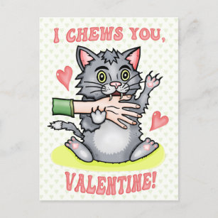 Funny Cat Biting Hand ich kaut Sie Valentinstag Postkarte