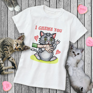 Funny Cat Biting Hand ich kaut Sie Valentinstag T-Shirt