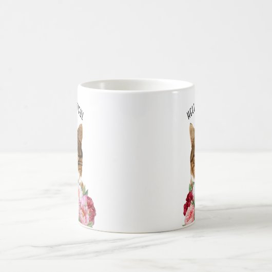 Funny Cat Blume Hello Beautiful Kaffeetasse (Mittel)