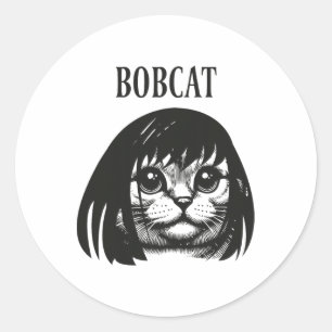 Funny Cat Bob Frisur Bobcat Humous Cats Cat L Runder Aufkleber