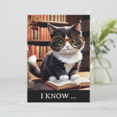 Funny Cat Books Belated Geburtstag Karte (Stehend Vorderseite)