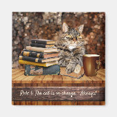 Funny Cat Books Coffee Magnet (Vorne)