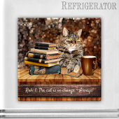 Funny Cat Books Coffee Magnet