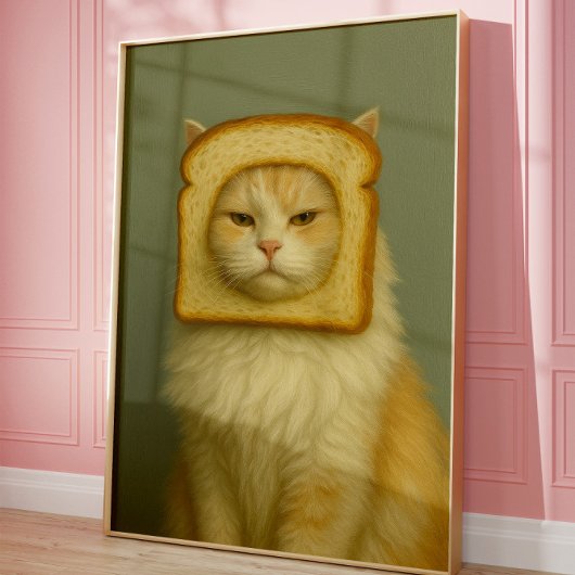 Funny Cat Bread Surreal Aesthetic Wall Art Print Poster