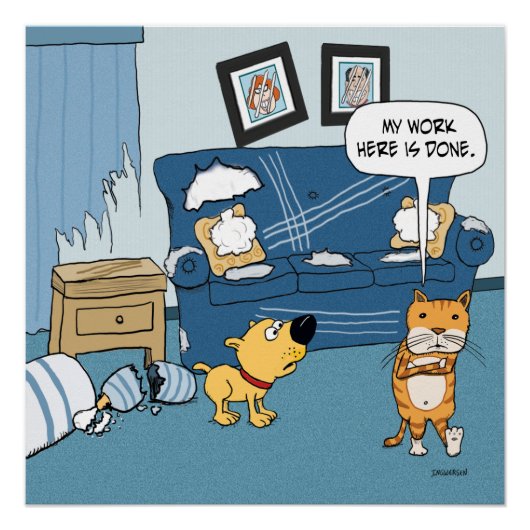 Funny Cat bricht das Raumplakat auf Poster (Vorderseite)