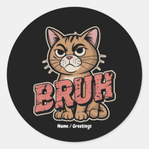 Funny Cat Bruh Meme Graphic Spaß Cat Lover Geschen Runder Aufkleber