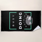 FUNNY CAT BUSY TUT NICHTS STRANDTUCH (Vorderseite)